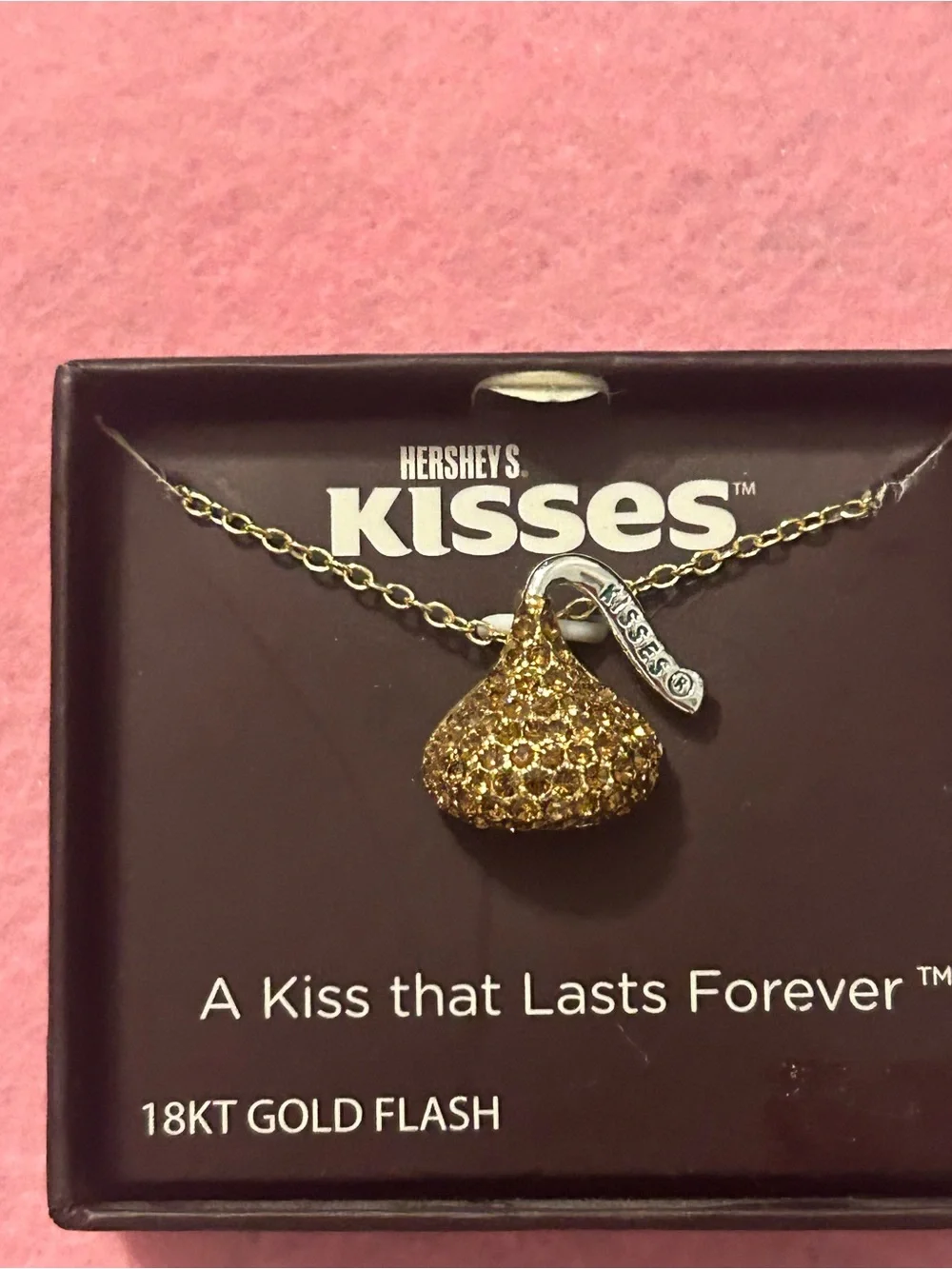 Hershey’s Kisses 18KT gold flash Crystal Pendant Necklace